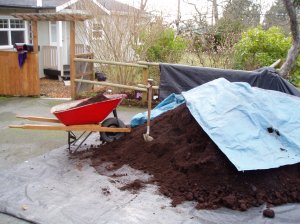 mulch pile on the driveway