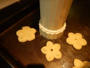 using the cookie press, Danish Butter Cookies baking Victoria, BC