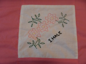 embroidery by Irene Hale, Silver Valley Ladies Club Canadian Centennial Friendship Bedspread