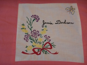 embroidery by Jessie Derksen, Silver Valley Ladies Club Canadian Centennial Friendship Bedspread