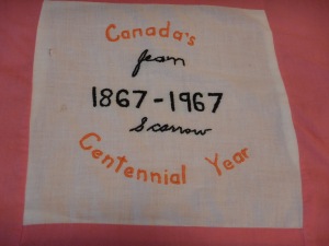 embroidery by Jean Scarrow, Silver Valley Ladies Club Canadian Centennial Friendship Bedspread
