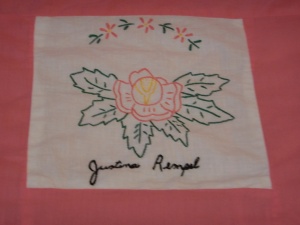 embroidery by Justine Remple, Silver Valley Ladies Club Canadian Centennial Friendship Bedspread