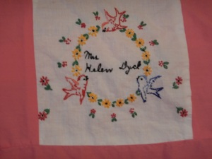 embroidery by Helen Dyck, Silver Valley Ladies Club Canadian Centennial Friendship Bedspread